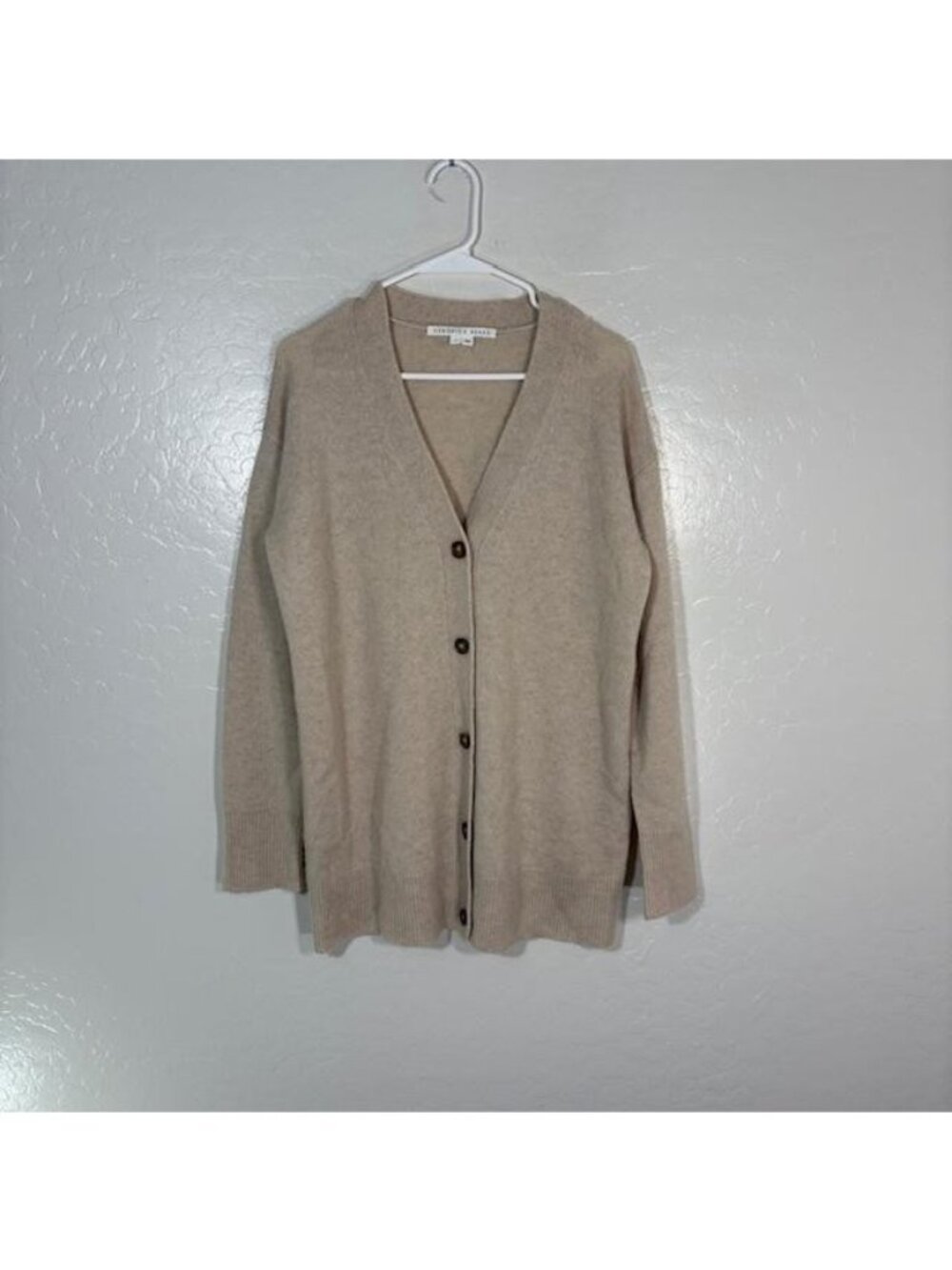 Veronica Beard Sweater Womens Small Beige 100% Cashmere Cardigan Button Front